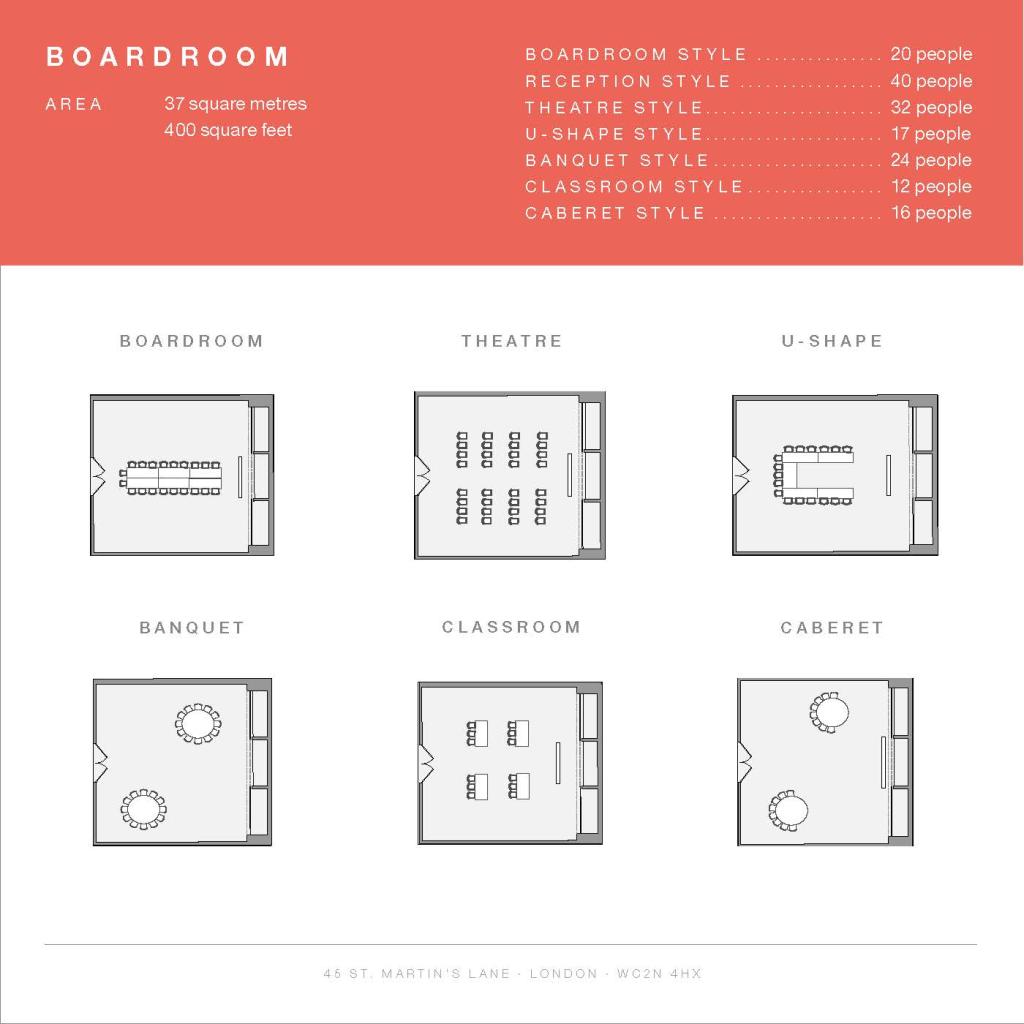 Brochure page with text over red background and images of floor plans on the bottom