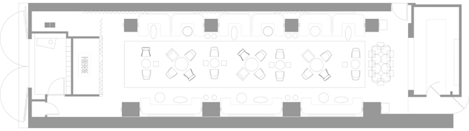 Image of floor plan for a speakeasy cocktail bar