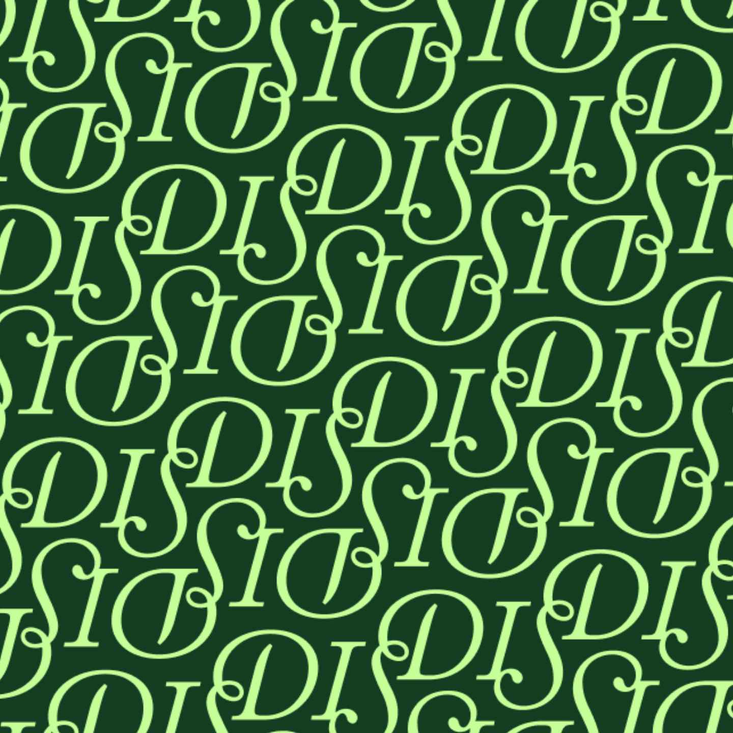 Green image with text "DIS" repeating in a lighter green