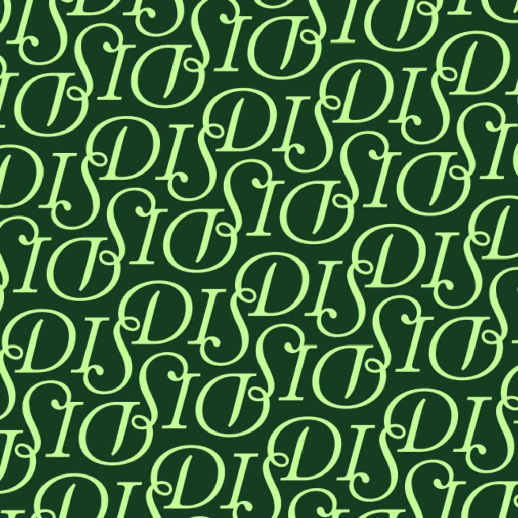 Green image with text "DIS" repeating in a lighter green
