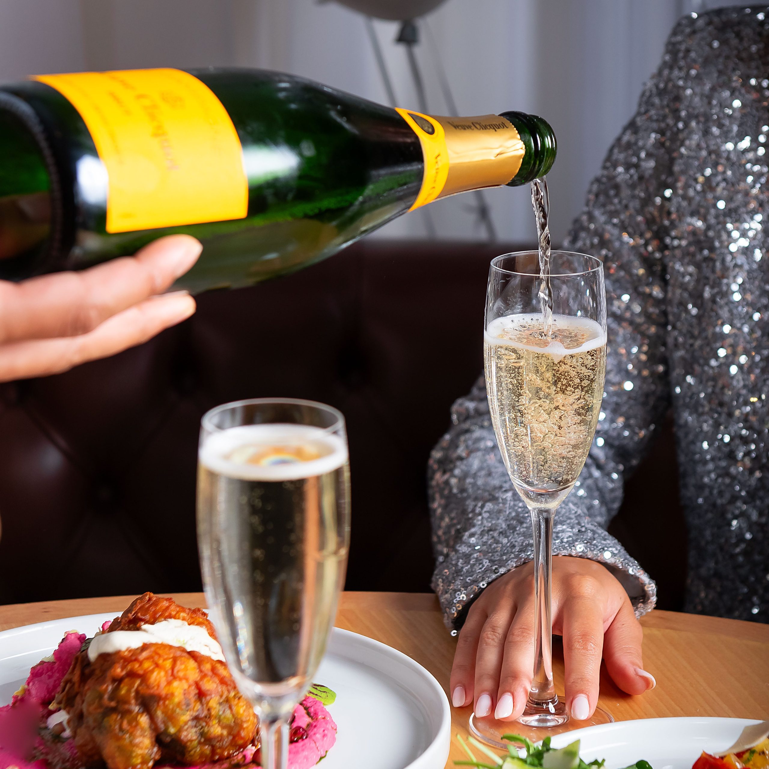 Veuve Clicquot Champagne. New Year's Day brunch. Bottomless brunch.