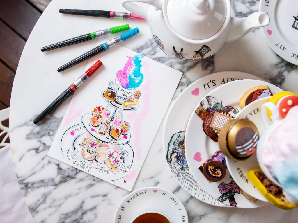 Jo Bird Illustration. Easter Mad Hatters Afternoon Tea.