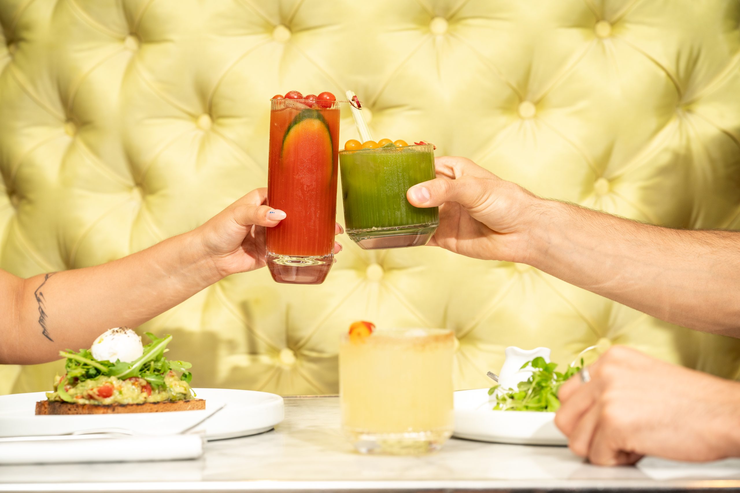Bottomless Brunch at St Martins Lane. Cocktails and brunch dishes at The Restaurant.