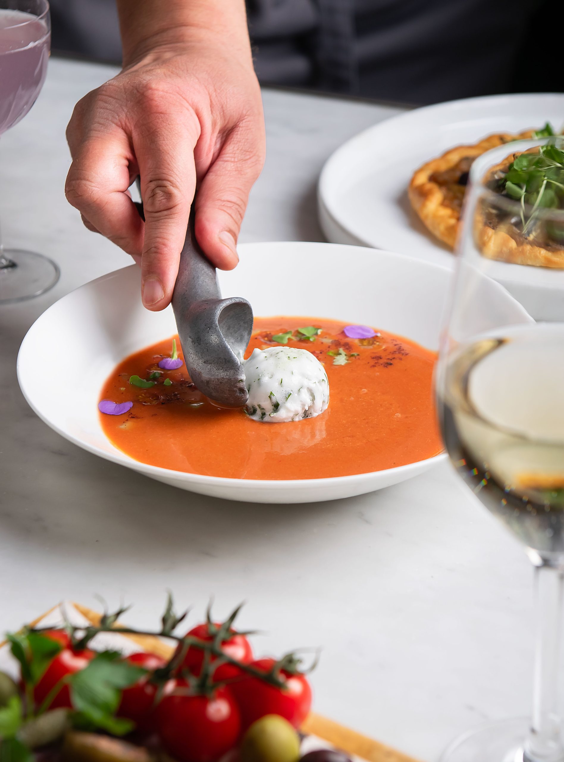 Summer Menu French Inspired at the Restaurant. Soup