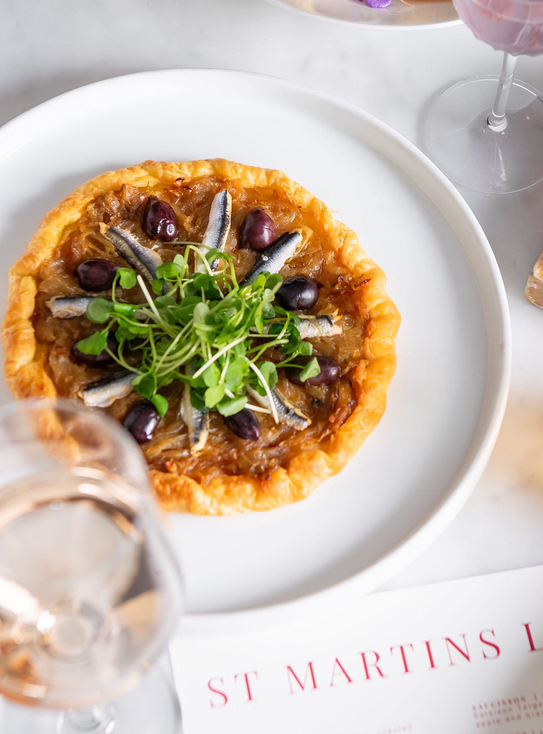 Summer Menu French Inspired at the Restaurant. Tart starter