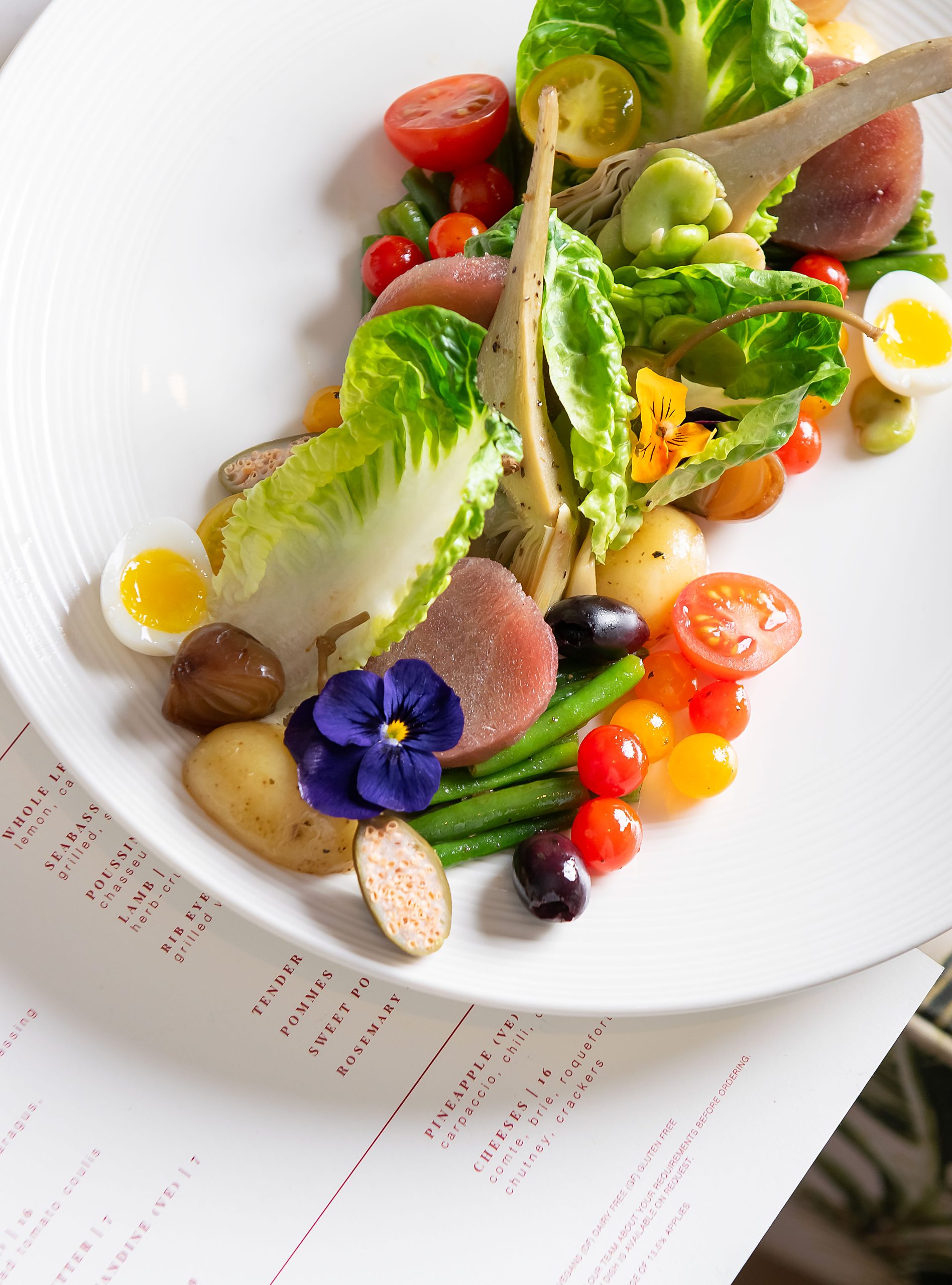 Summer Menu French Inspired at the Restaurant. Niçoise salad.