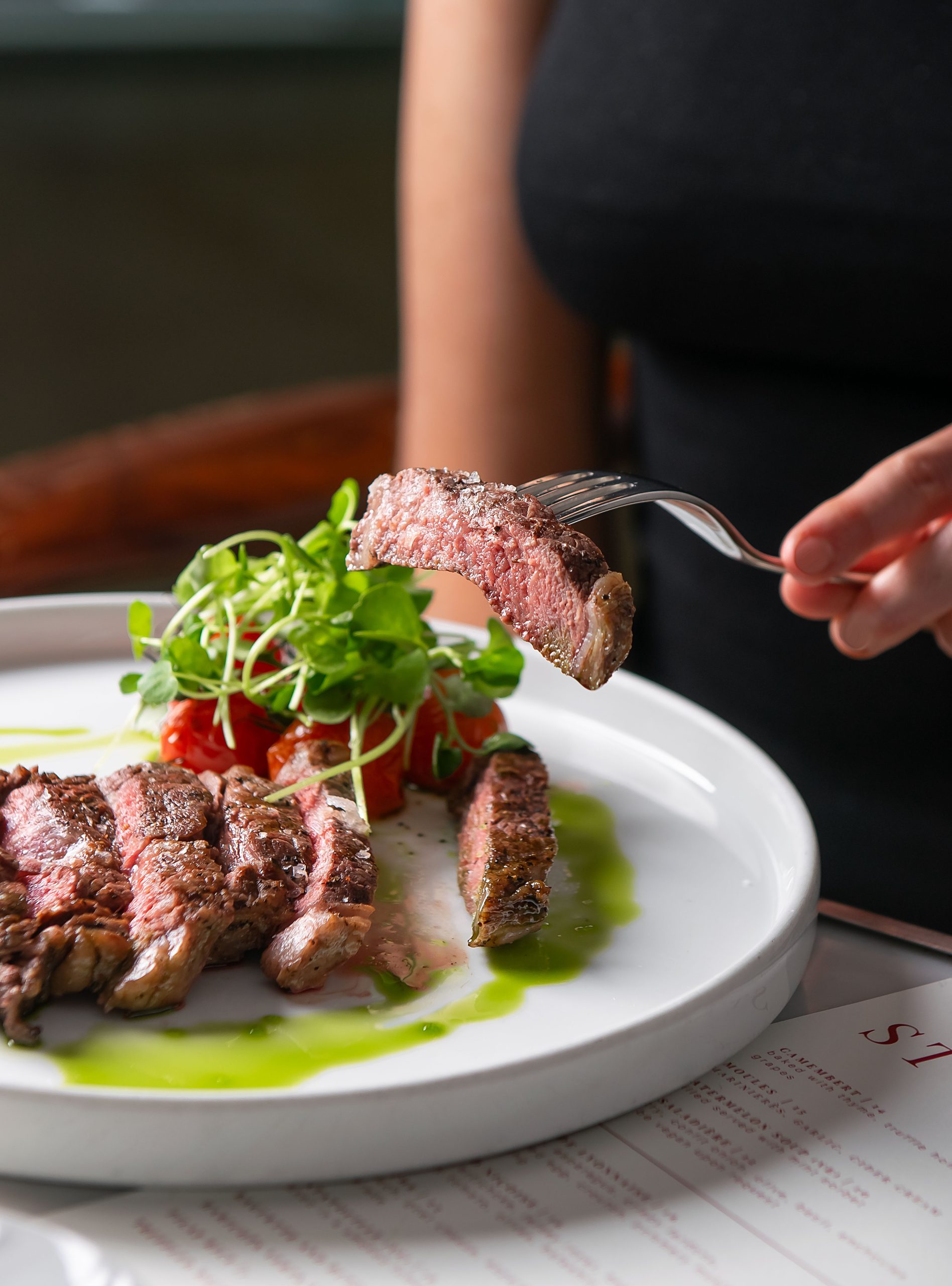 Summer Menu French Inspired at the Restaurant.  Steak.