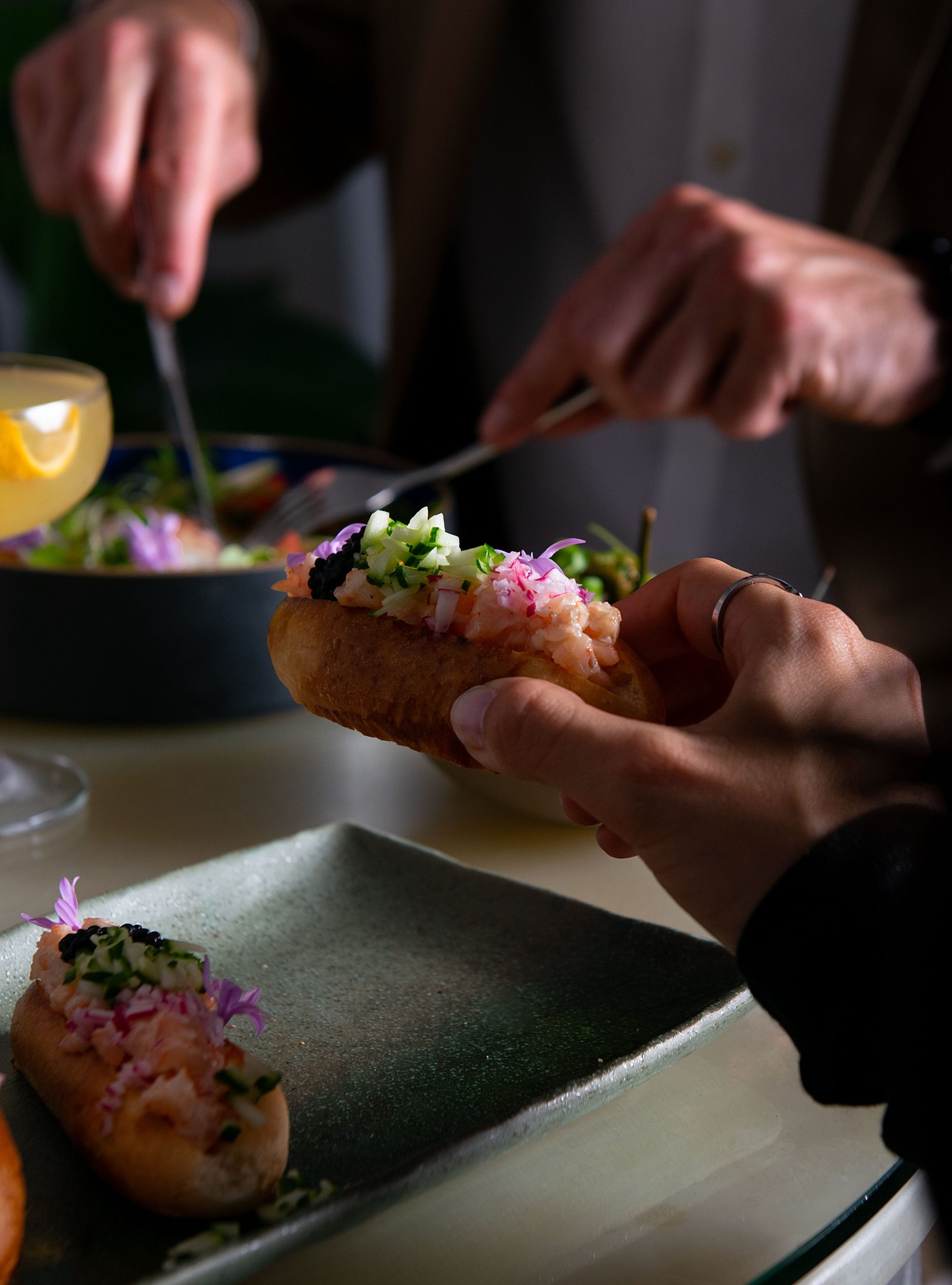 A beautifully plated Japanese dish served at Hotori at Sanderson, presented on a modern table setting.